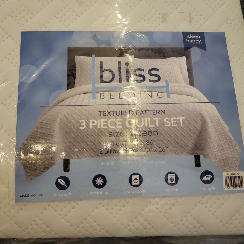 Bliss Bedding Textured White Comforter Set